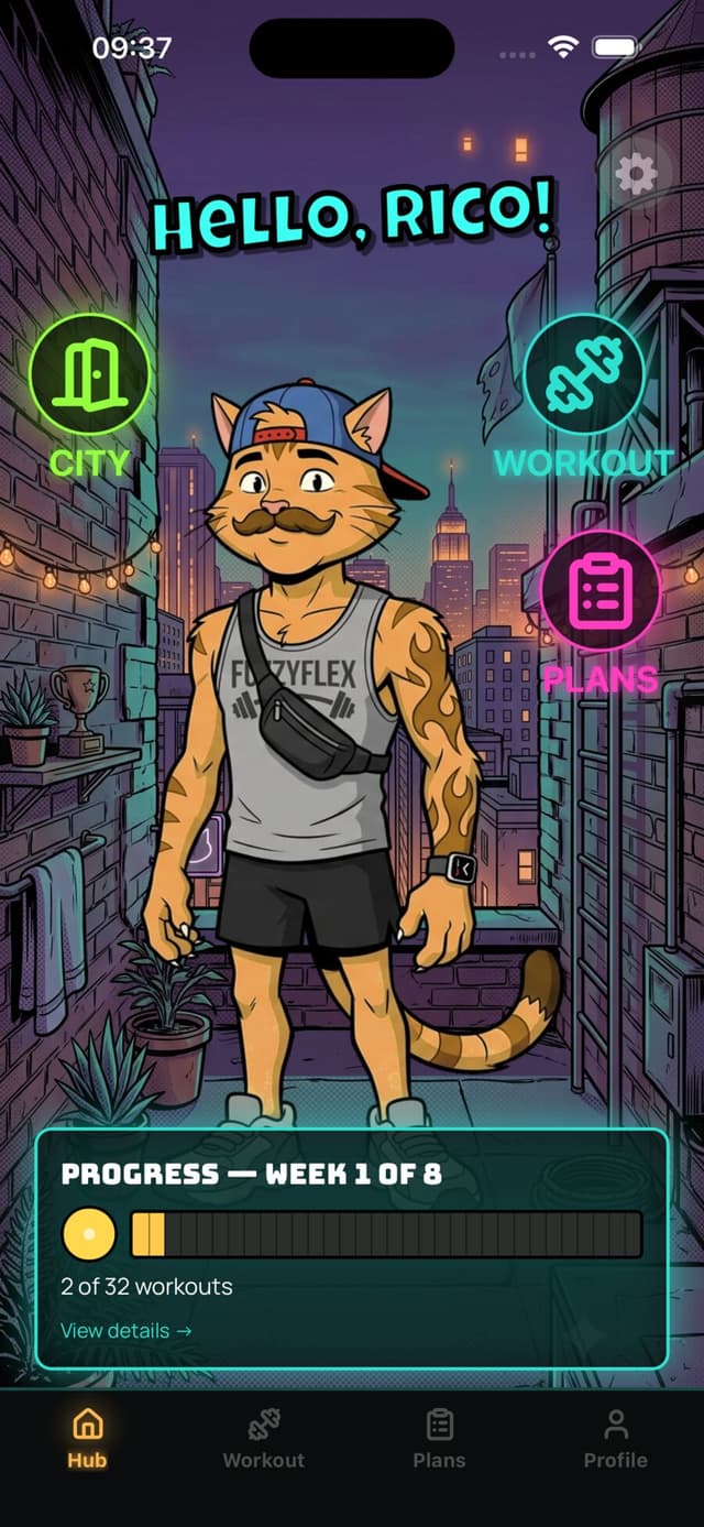 MuscleCat home screen
